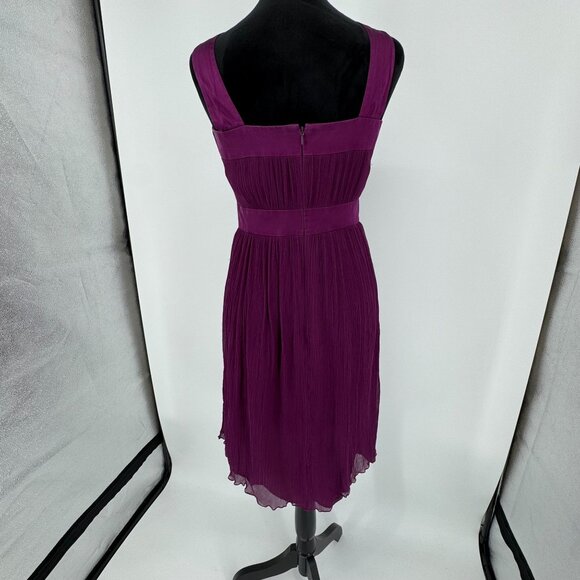 Maggy London Purple Halter Pleated‎ Silk Dress Size 6 Elegant Party Cocktail Vtg - Picture 5 of 6